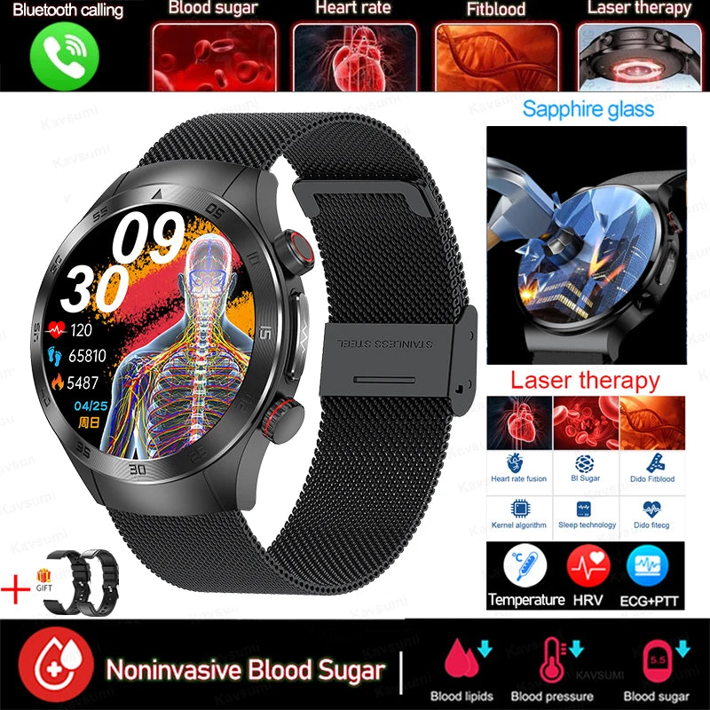 Stainless Steel Health Management Bluetooth Round Smart Watch