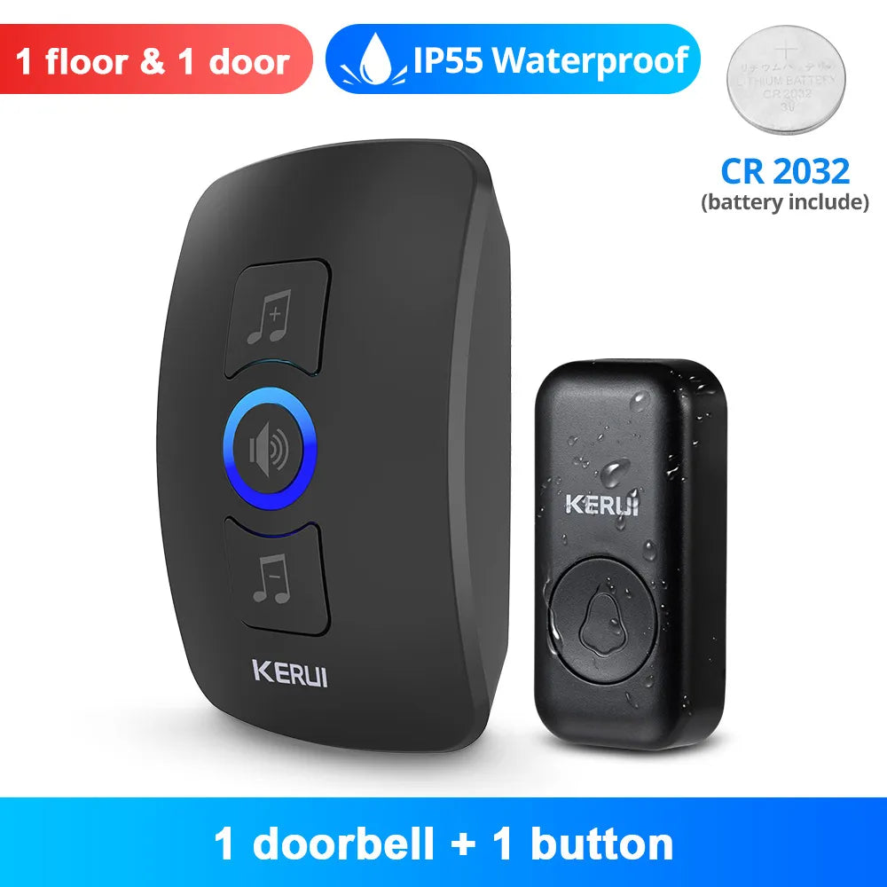 Kerui Plastic Wireless Waterproof Battery Cordless Remote Doorbell