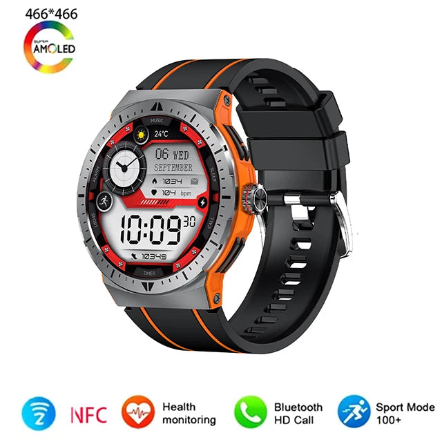 Silica Gel Smart Bluetooth Voice Support Round Shaped Sports Watch