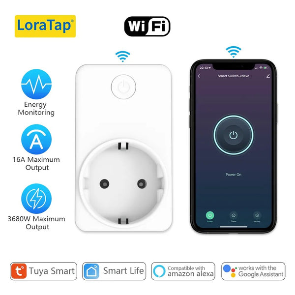 LoraTap Plastic Panel Wireless WIFI Control Smart Power Socket