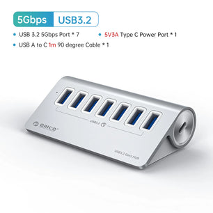 Orico 7 Ports Aluminum Alloy USB 3.2 Splitter Docking Station Hub