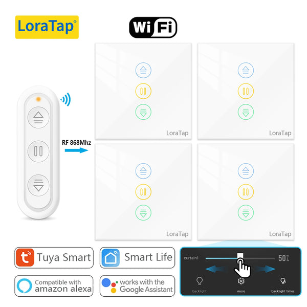 LoraTap 240V 600W Plastic WiFi Rolling Blinds Curtain Switch