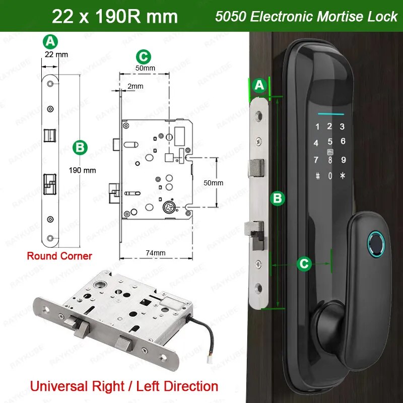 RayKube Aluminium Alloy Fingerprint Digital Smart Door Lock