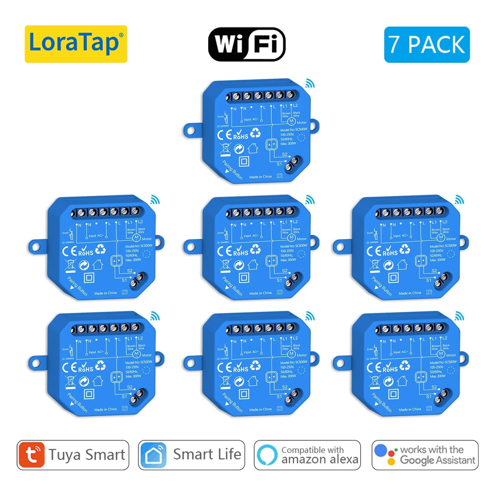 LoraTap 240V Plastic Automatic WIFI Roller Shutter Curtain Module