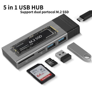 5-IN-1 Aluminum Alloy USB Type-C Splitter Docking Station Hub