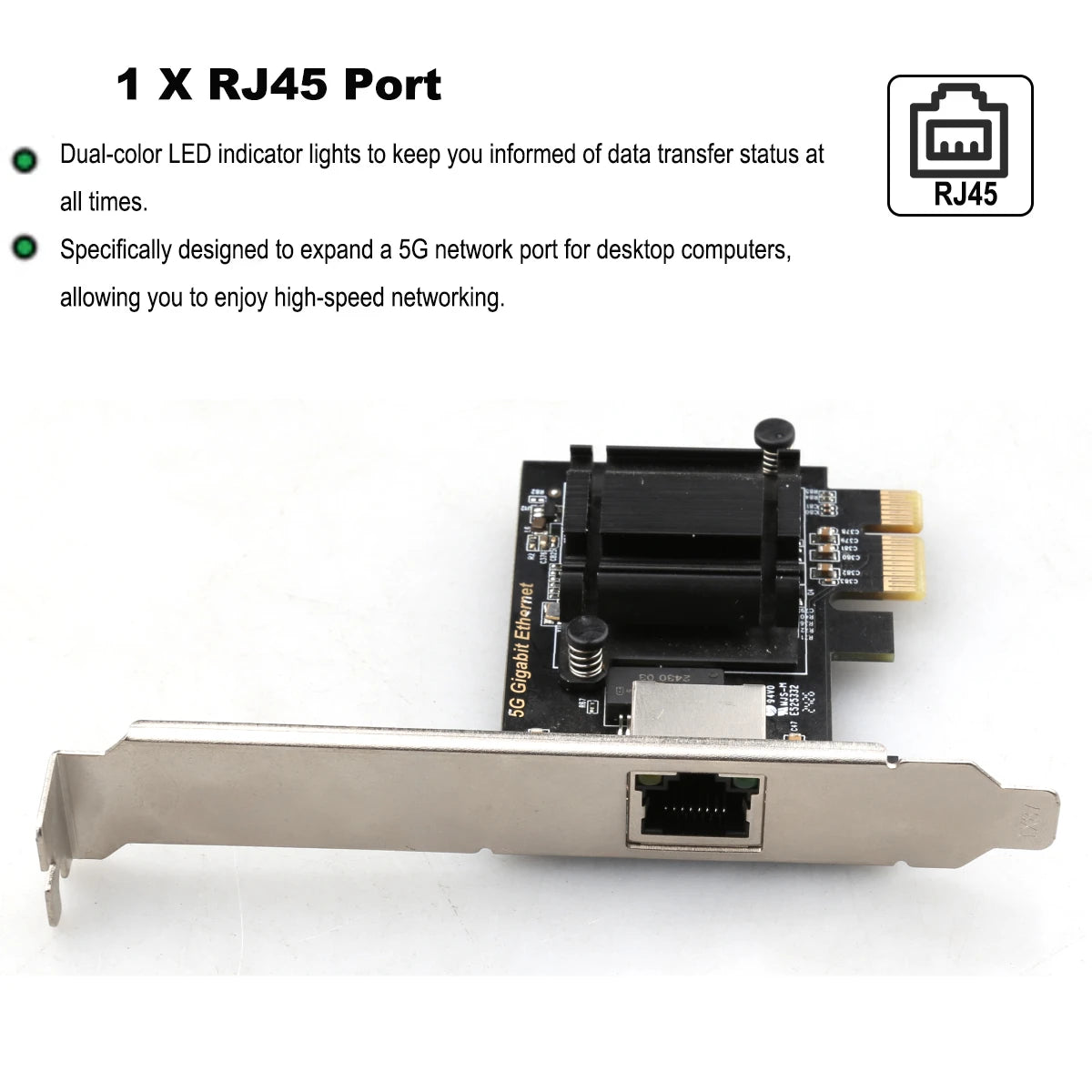 5000Mbps PCI-E To RJ45 5G Gigabit Ethernet Network Card