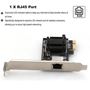 5000Mbps PCI-E To RJ45 5G Gigabit Ethernet Network Card