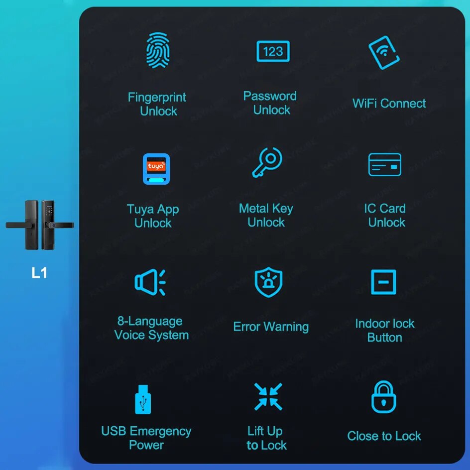 RayKube Aluminium Alloy Fingerprint Digital Smart Door Lock