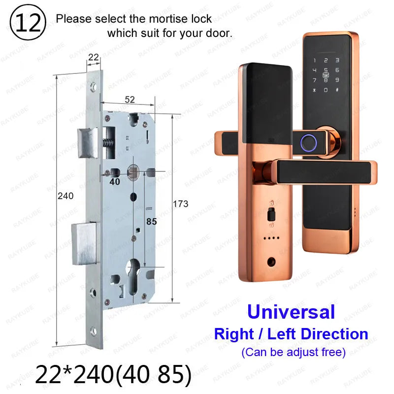 RayKube Aluminium Alloy Fingerprint Digital Smart Door Lock