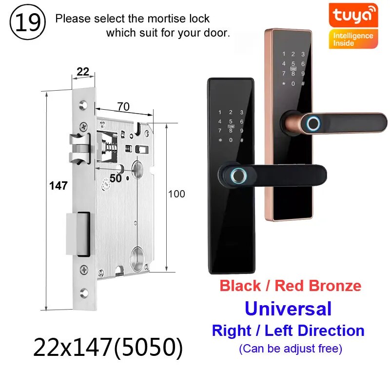 RayKube Aluminium Alloy Fingerprint Digital Smart Door Lock