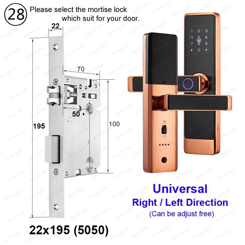 RayKube Aluminium Alloy Fingerprint Digital Smart Door Lock