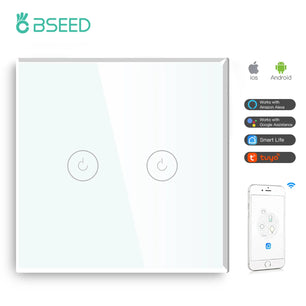 Bseed Alloy 4 Gang 1 Way Crystal Glass Panel Light Touch Switch