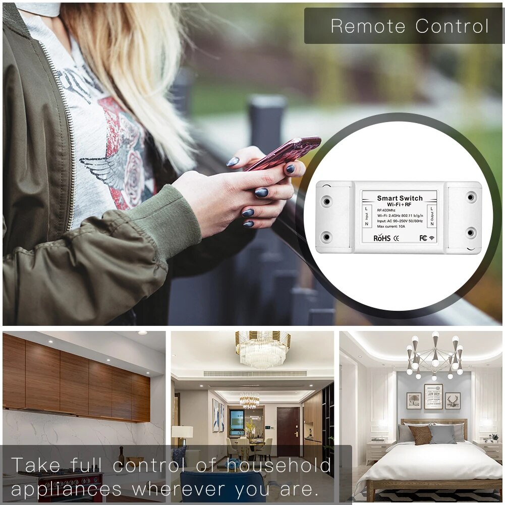 Moes 1800W Plastic Automatic Wireless WIFI Smart Switch Module