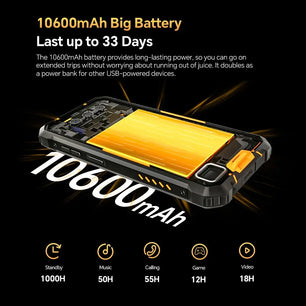 Rubber Rugged 10600mAh 8GB RAM 128GB 6.52 Inches FHD Smart Phone