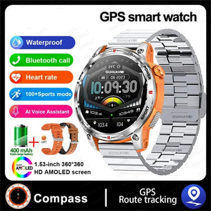 Silica Gel GPS Sports Fitness Monitoring Bluetooth Round Smart Watch