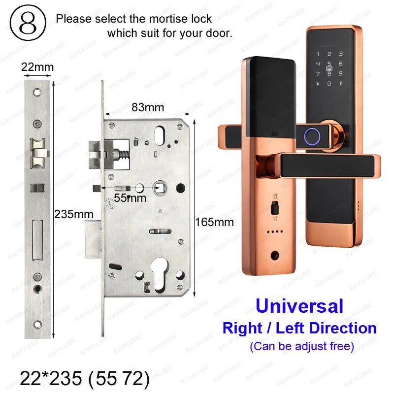 RayKube Aluminium Alloy Fingerprint Digital Smart Door Lock