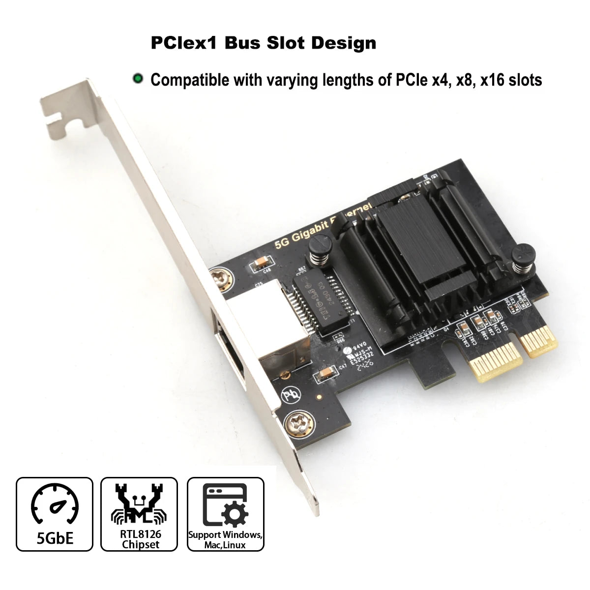 5000Mbps PCI-E To RJ45 5G Gigabit Ethernet Network Card