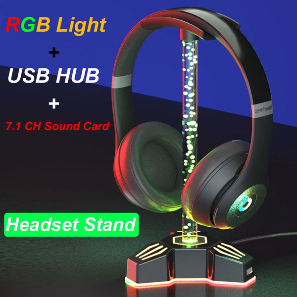 Plastic Universal Headphone RGB LED Light Mount Hanger For Desktop