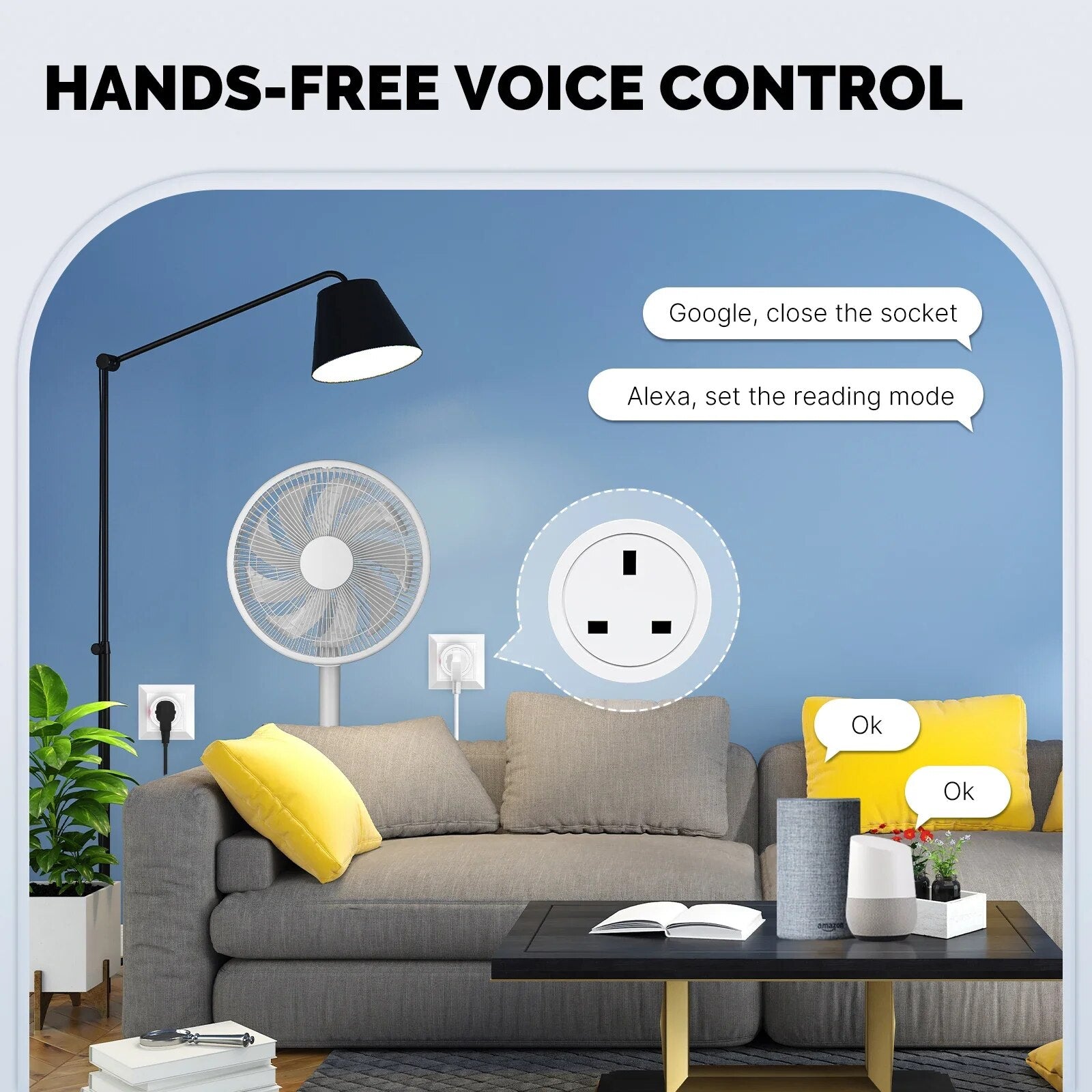 Moes Plastic Panel Voice Control Smart WIFI Power Socket Plug