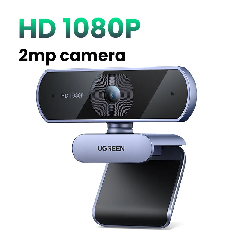 Ugreen 2MP 1080P HD Dual Microphones Mini Webcam For Zoom/Youtube