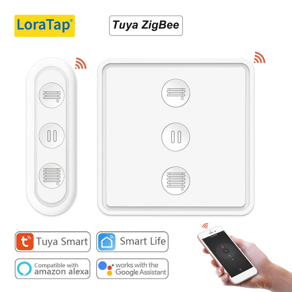 LoraTap 240V 600W Plastic ZigBee 3.0 Rolling Blinds Curtain Switch