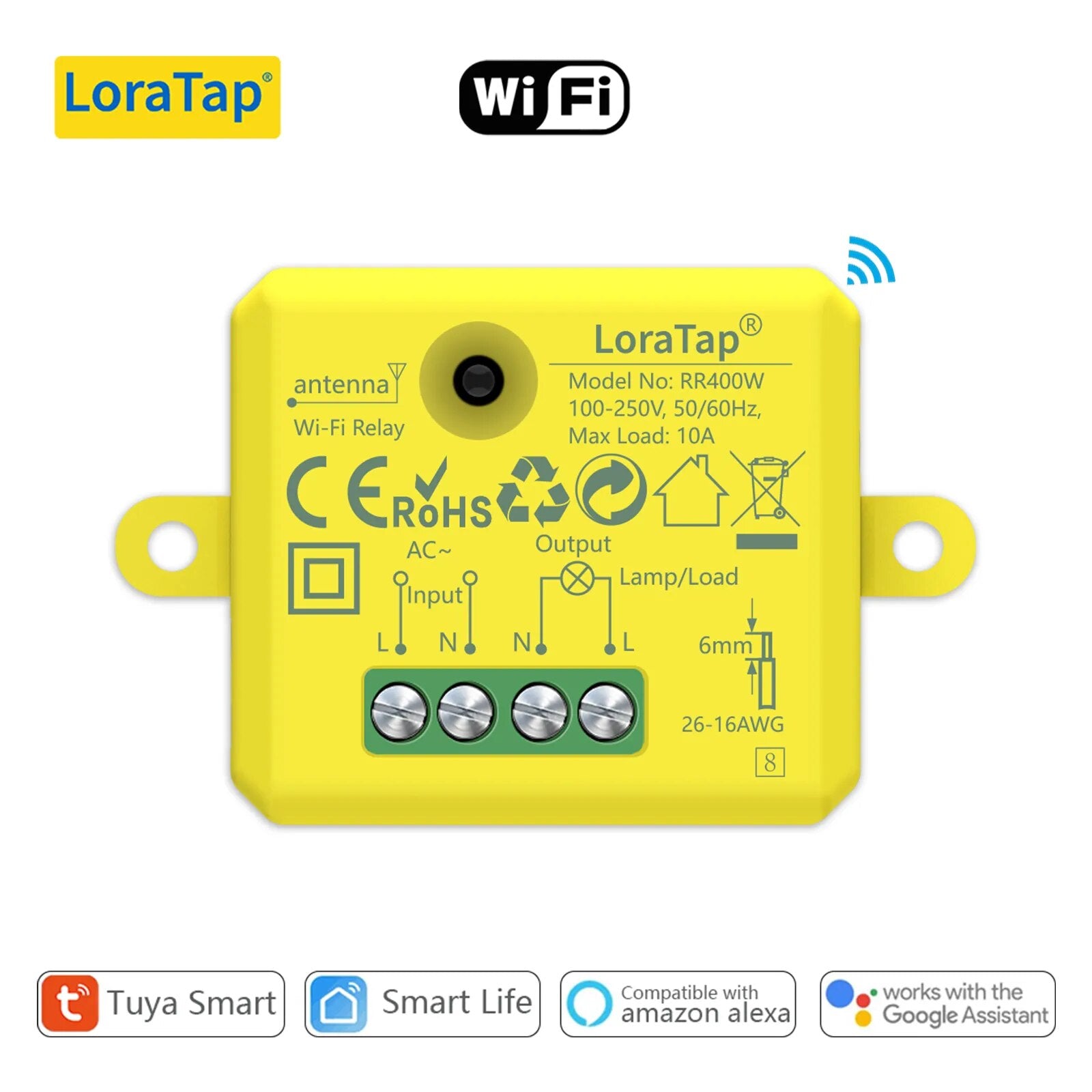 LoraTap 10A Plastic Wireless Switch Socket Relay Module Kit