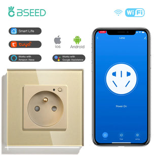 Bseed 16A Glass Panel Wireless WIFI Control Smart Power Socket