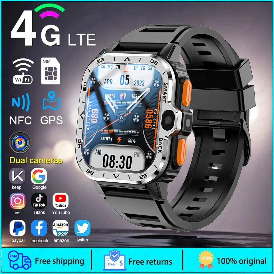 Fine Steel Global WIFI Bluetooth Android GPS Square Smart Watch