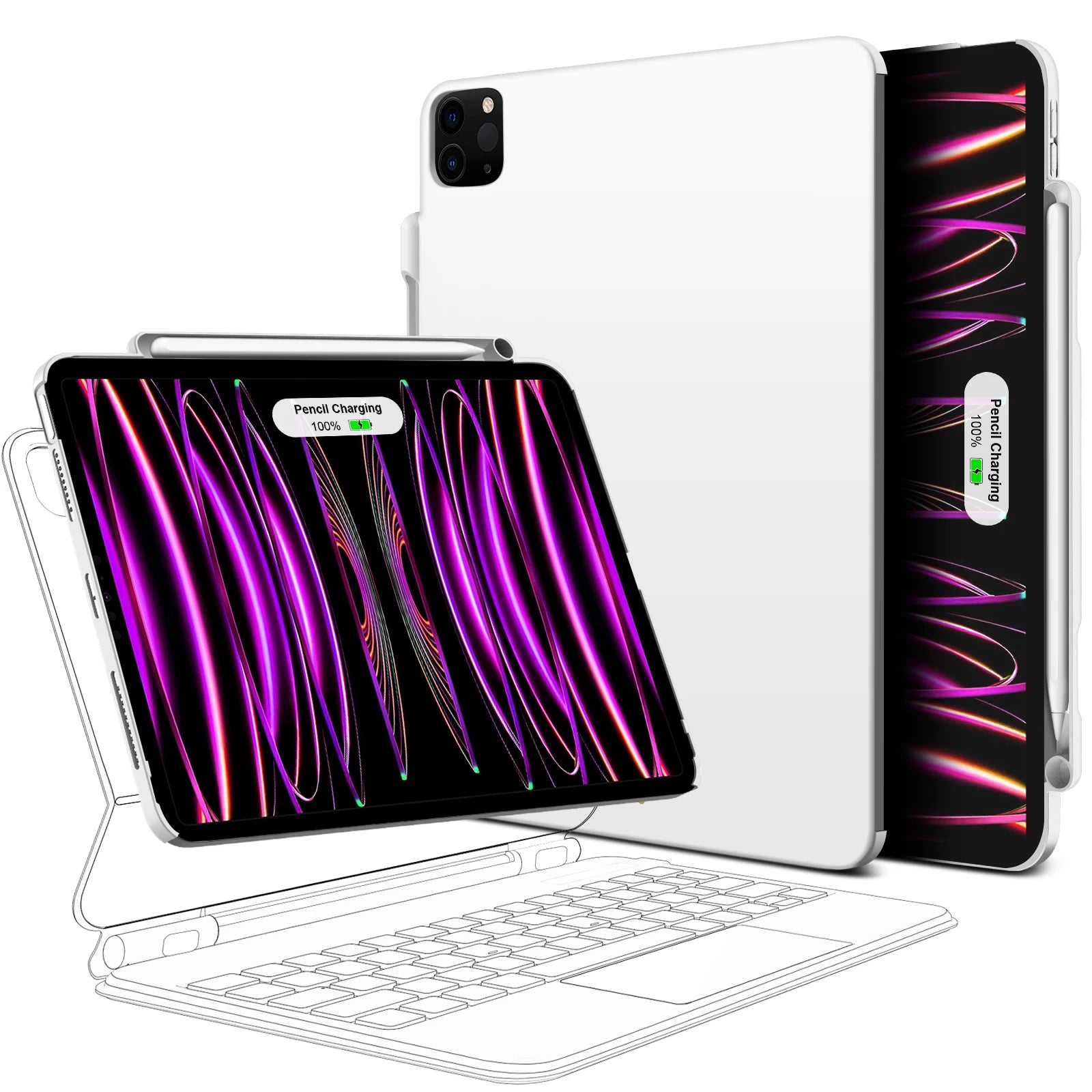 Plastic Protective Shockproof Plain Pattern Magnetic Case For iPad