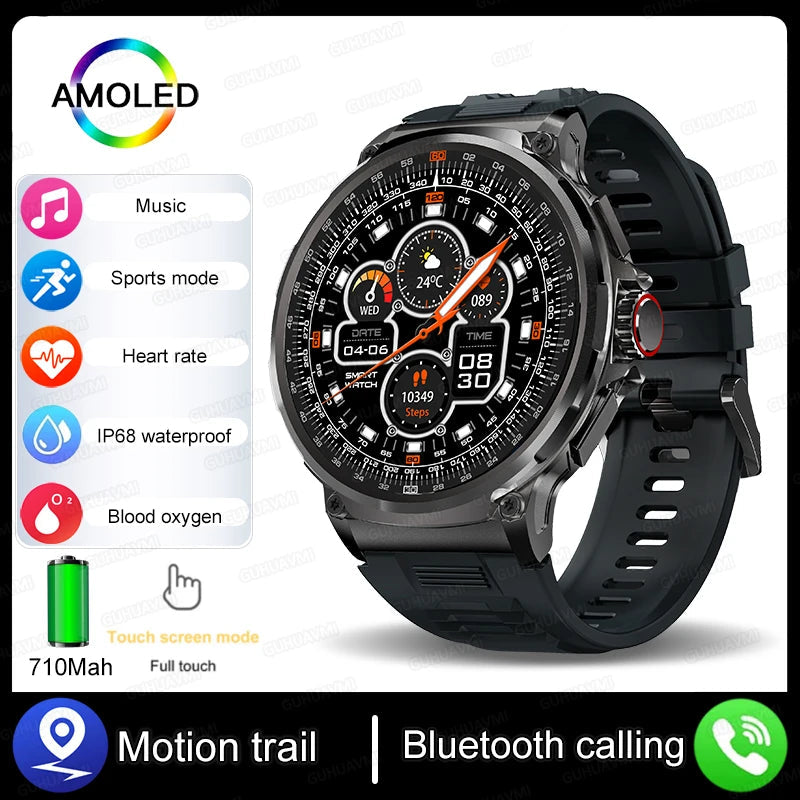 Stainless Steel GPS Track Bluetooth Ultra HD Round Smart Watch