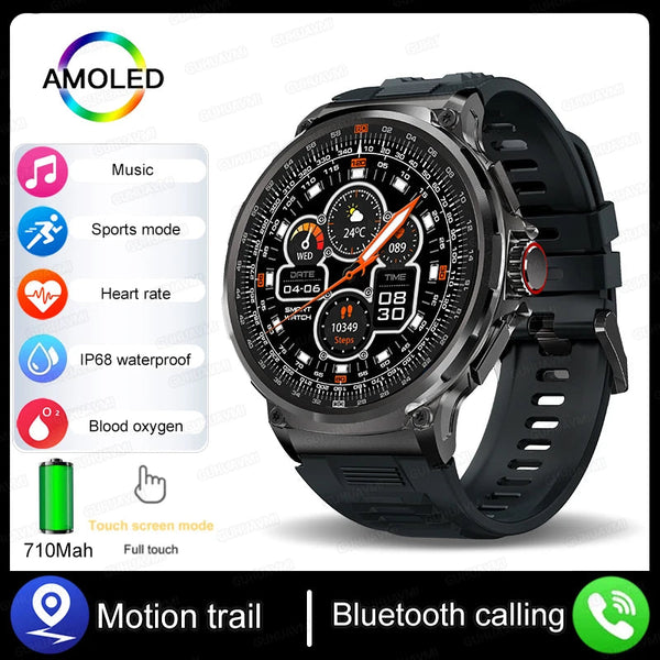 Stainless Steel GPS Track Bluetooth Ultra HD Round Smart Watch