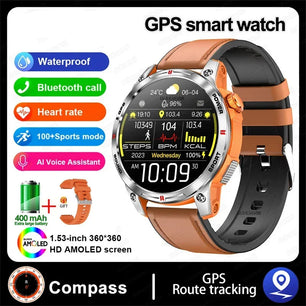 Silica Gel GPS Sports Fitness Monitoring Bluetooth Round Smart Watch