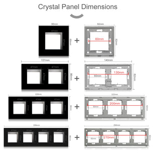 Bseed 10A Alloy 2 Gang Crystal Glass Panel Light Touch Switch