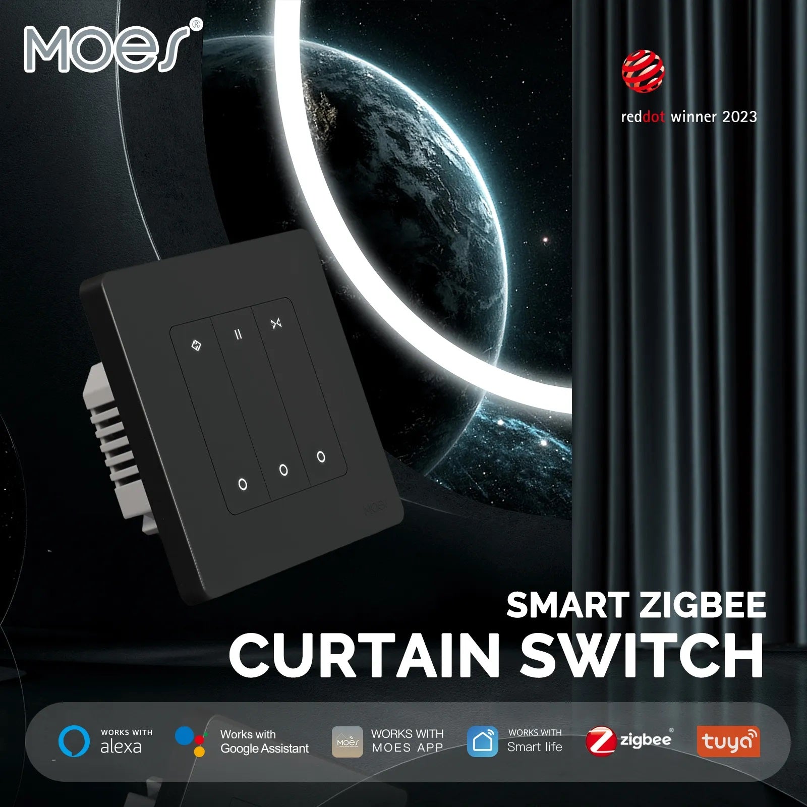 Moes Plastic Smart Voice Control Smart Curtain Blind Switch