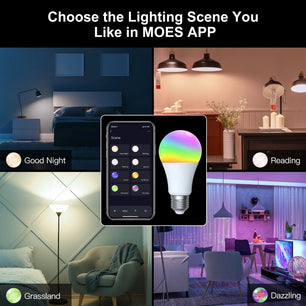 Moes Plastic Dimmable LED Light Zigbee Voice Control Smart Bulb