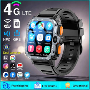 Fine Steel GPS Track 4G Network Bluetooth Square Smart Watch