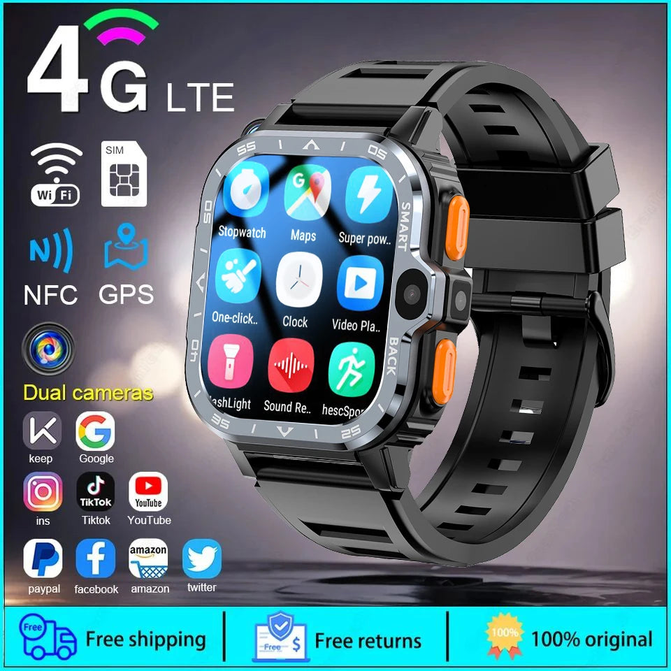 Fine Steel Global WIFI Bluetooth Android GPS Square Smart Watch