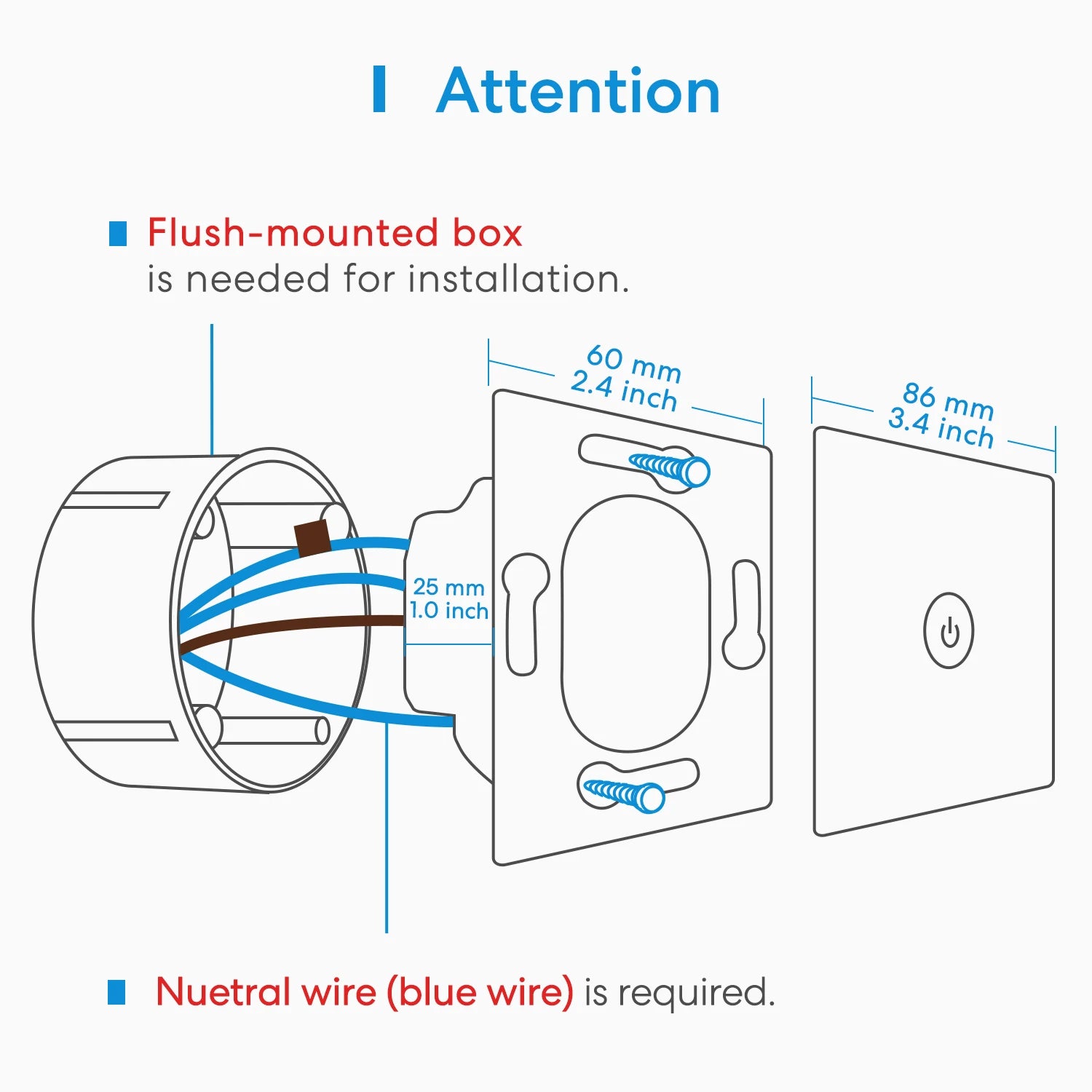 Meross Plastic 2 Way Smart WIFI Touch Sensor Light Wall Switch