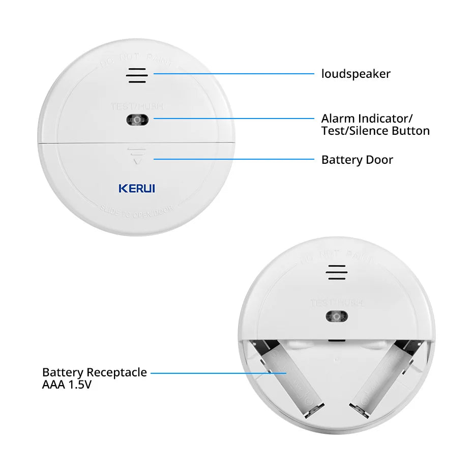 Kerui Plastic Smart Fire Smoke Alarm Detection Optical Home Sensor