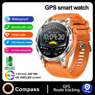 Silica Gel GPS Sports Fitness Monitoring Bluetooth Round Smart Watch