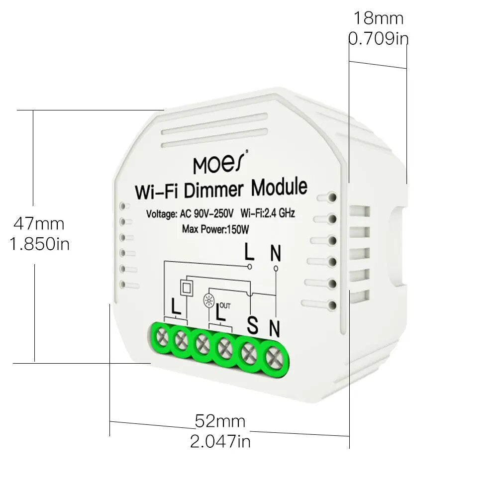 Moes 150W Plastic Automatic WIFI Smart Dimmer Switch Modules