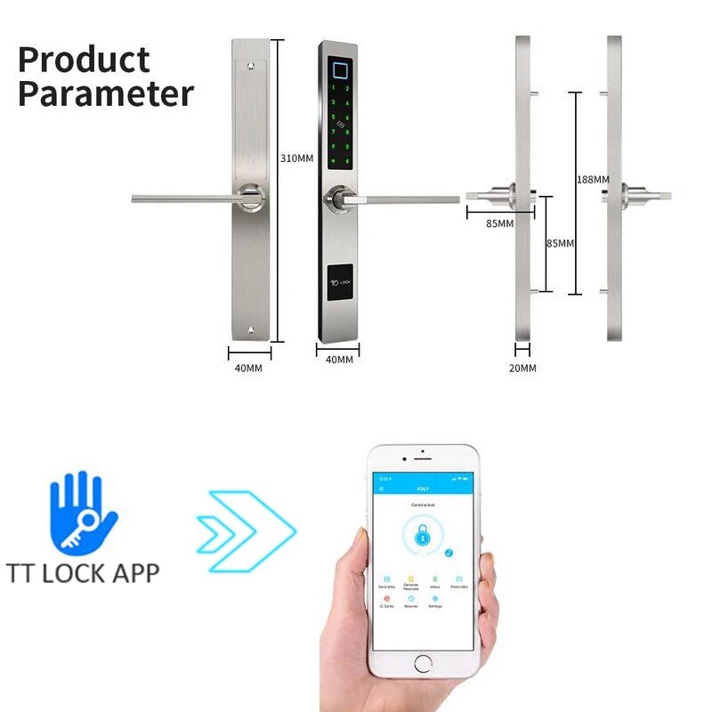 RayKube Aluminium Alloy Fingerprint Digital Smart Door Lock