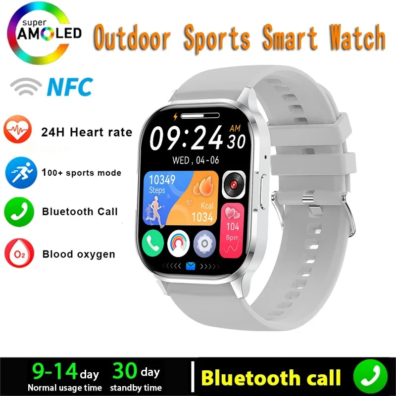 Silica Gel Smart Bluetooth Voice Support Square Shaped Sports Watch