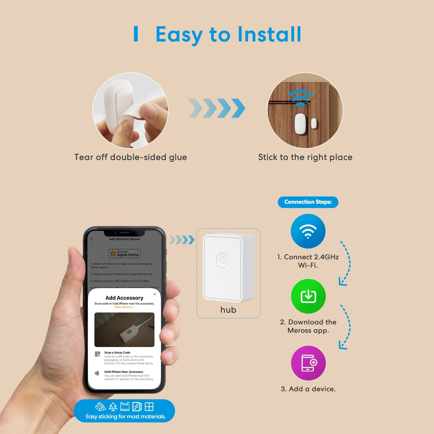 Meross 10A Plastic Smart Alexa Google Wifi Door Security Sensor