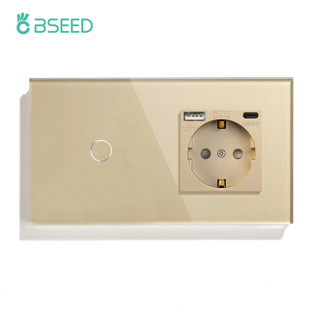 Bseed 16A Alloy 3 Gang Crystal Glass Panel Wall Light Touch Switch