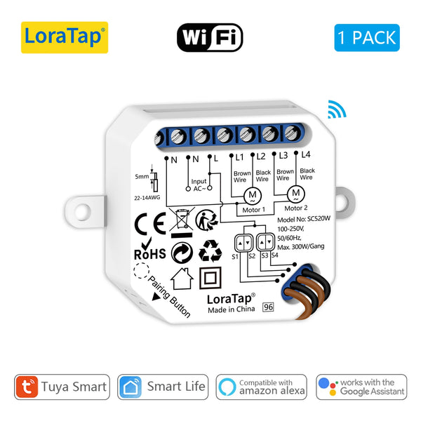 LoraTap 240V Plastic Voice Control Rolling Blinds Curtain Switch