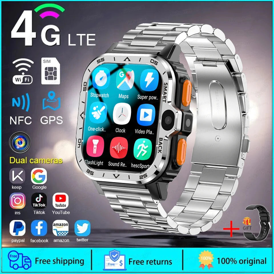 Fine Steel Global WIFI Bluetooth Android GPS Square Smart Watch