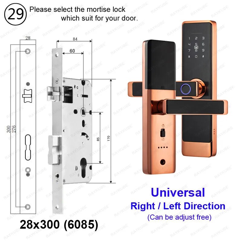 RayKube Aluminium Alloy Fingerprint Digital Smart Door Lock