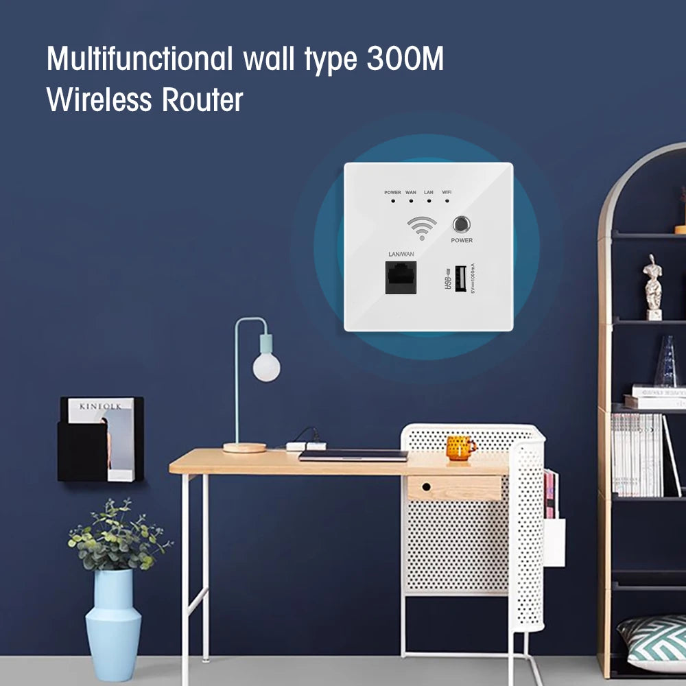 300Mbps 220V Smart Wireless Wall Embedded WIFI Extender Panel