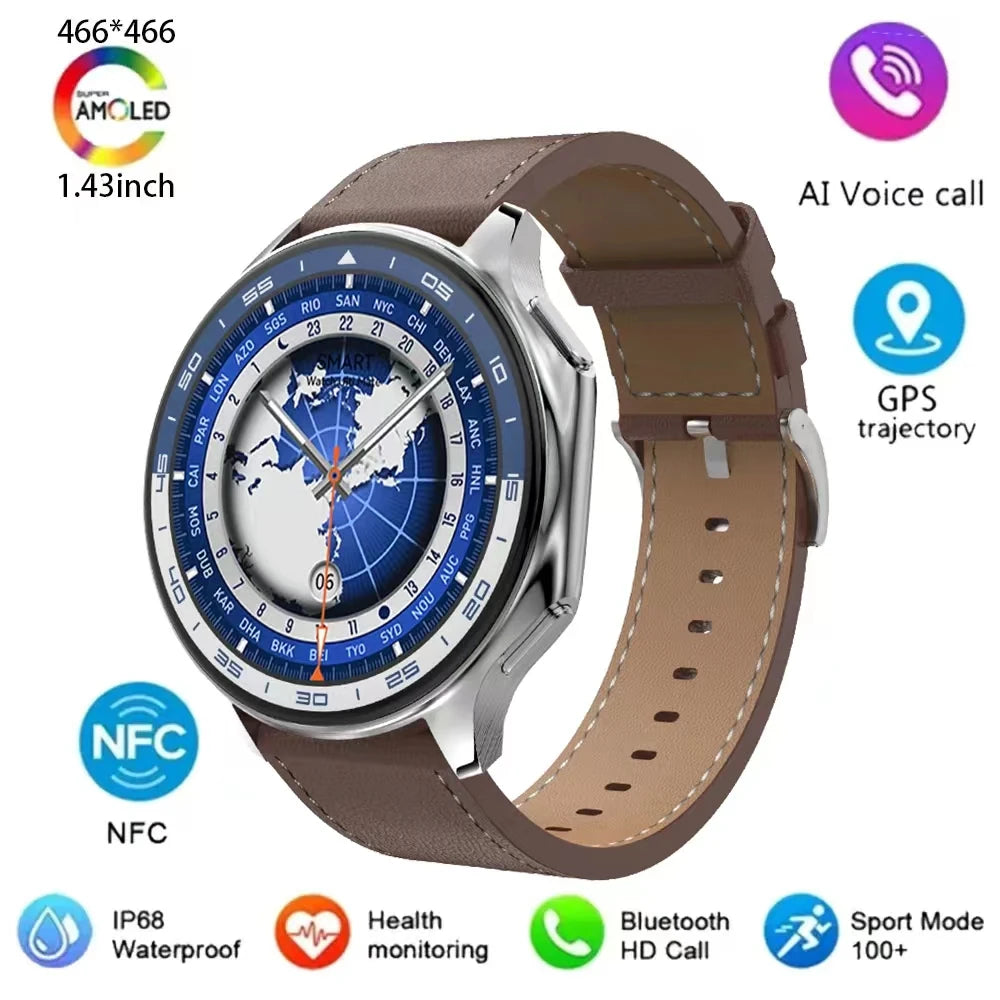 Silica Gel Smart Bluetooth Voice Support Round Shaped Sports Watch